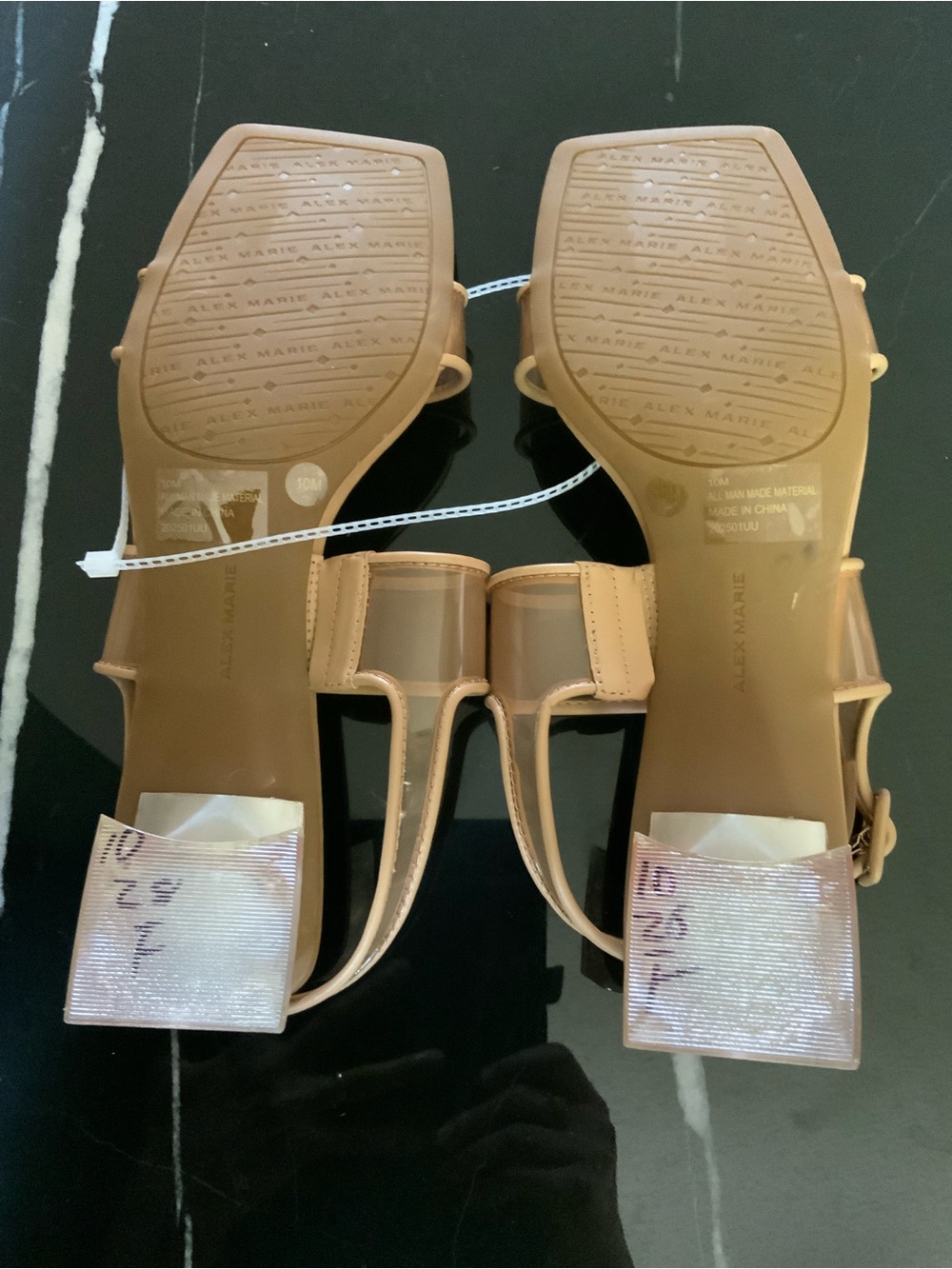 Alex Marie Nude Patent Strappy Block Heel Sandals - Picture 5 of 7